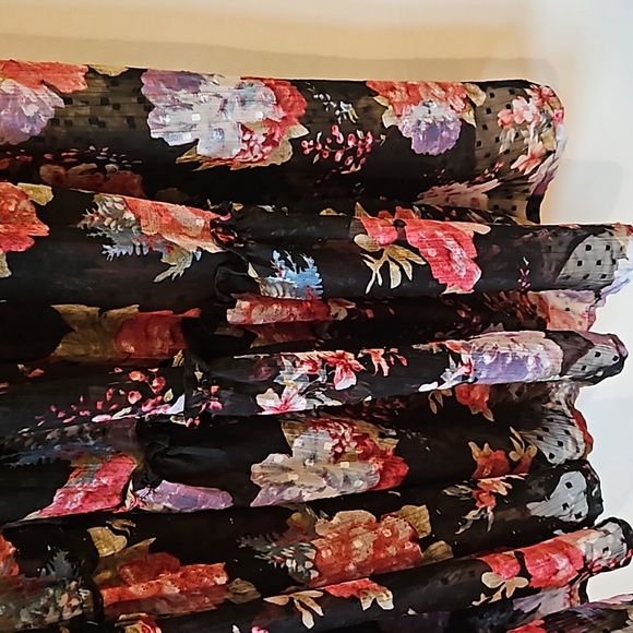 Betsey Johnson Black Floral Ruffle Sleeve Maxi Duster - Picture 5 of 8